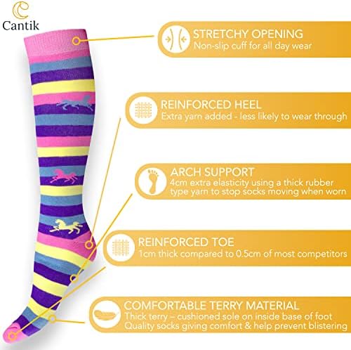 Meias Cantik Horse For Girls - Knee High Equestrian Socks Plus Hair Lakes - Você vai adorar essas meias macias coloridas