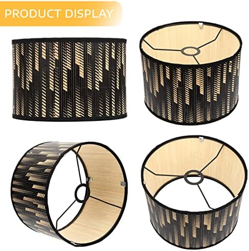 BEAUUPUTTY decoração de casa tambor lampshades de bambu capa de lâmpada de lâmpada para lâmpadas de lâmpadas de piso tons de lâmpada preta