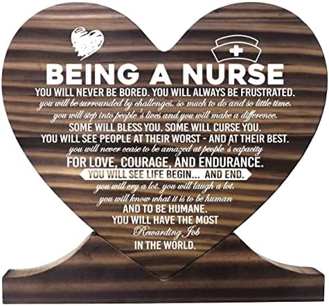 Enfermeira Presentes de madeira impressa em madeira, coração de madeira de madeira, placa de madeira, sinal de madeira, novo