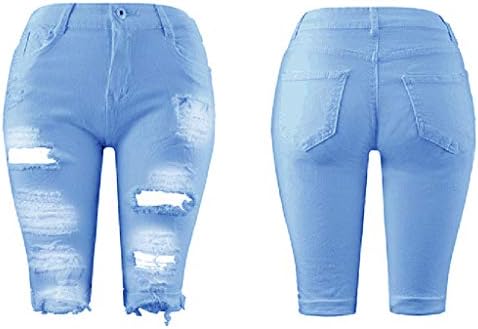 Shorts cônicos femininos de trabalho sinistro de bóns de jeans quentes jeans de jeans sólidos