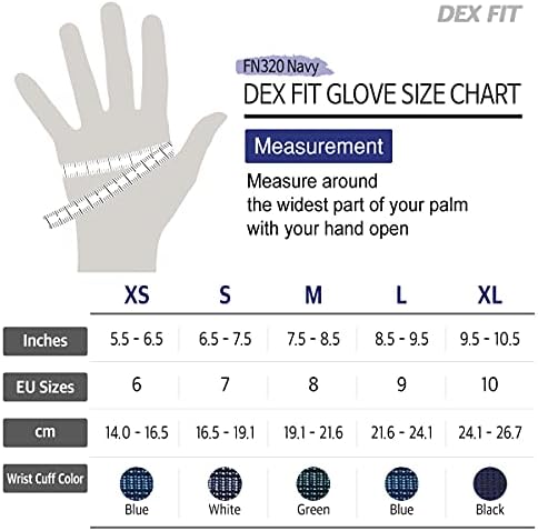 Dex Fit Premium Nylon Nylon Nitrile Luvas FN320, 3 pares, ajuste elástico de conforto 3D, aderência firme, fino e leve, durável, respirável e frio, lavável na máquina; Marinha 9