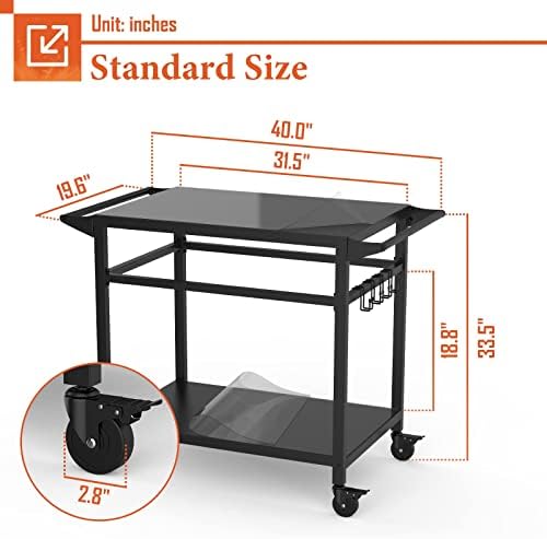 Raxsinyer 20 x 32 Mesa de grade móvel dupla, duas toalhas de mesa incluídas, mesa de churrasco ao ar livre, carrinho multifuncional