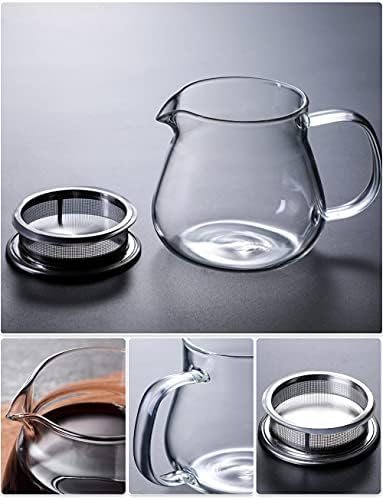 Iwailoft Glass Bule com Filtro de aço inoxidável removível Freteto de tampa e microondas Borossilicate Kettle de vidro para folhas soltas, chá e compartilhamento de café florescendo