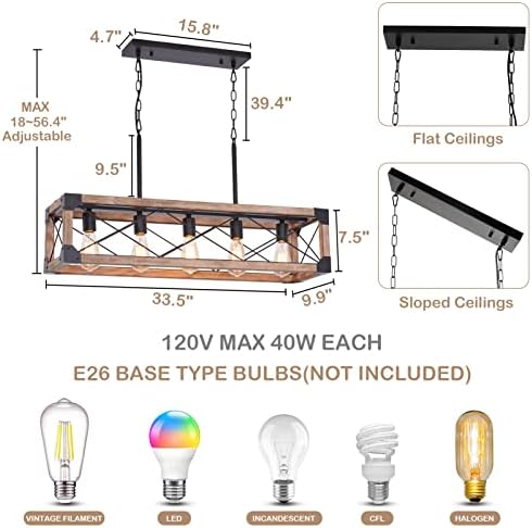 Iluminação da ilha da cozinha da fazenda BRIBYIT, luminária de 5 luzes da sala de jantar, lustre linear da fazenda com