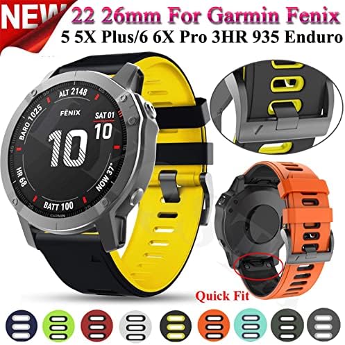 Cinta de pulseira de relógio inteligente de silicone svapo esportivo para Garmin Fenix ​​6x 7 7x 3hr 935 945 abordagem