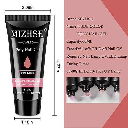 MIZHSE POLY UNIG GEL GEL NUDE Extension Builder Gel Profissional Aprimoramento da Ferramenta de espessamento para iniciantes para iniciantes-60ml