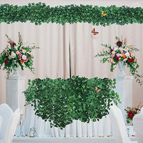 GPARK 84 pés 12 pacote / 82 polegadas, Ivy Artificial Garland Fake Leaf Plants Vine, folhas penduradas guirlandas para festa de festas de casamento Cozinha ao ar livre Decoração de parede de vegetação verde