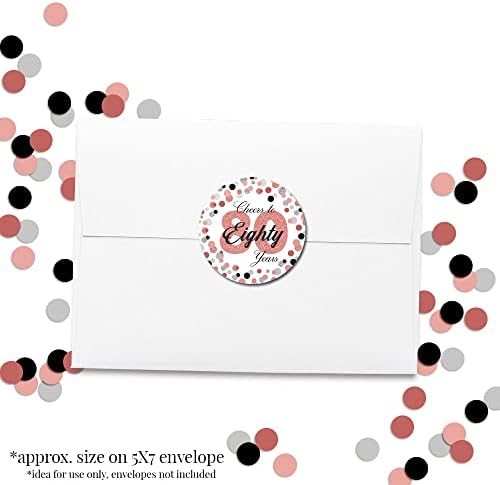 Confetes Rose Gold Polka Dot 80th Birthday Party Sticker Retingels, 40 2 de adesivos de círculo de festas por criação