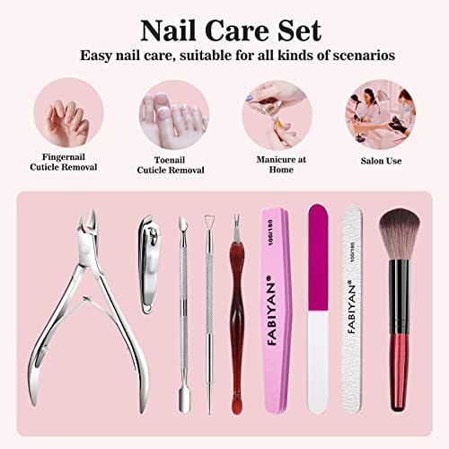 Kit de removedor de cutículas Hohotti, cortador de cortadores de pusher de aparador de cutículas para unhas, raspador de unhas, kit de ferramentas de manicure profissional, arquivos de unhas 100/180, unhas e conjuntos de cuidados com as unhas