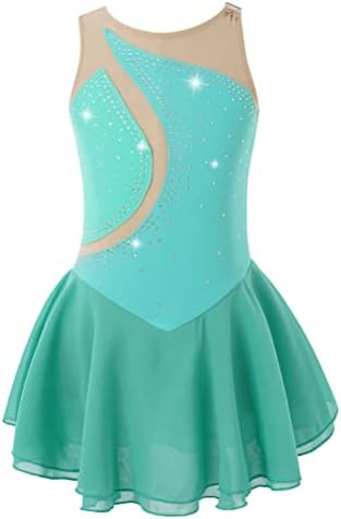 Aislor Kids Big Girls Garotas brilhantes stromstones dança de balé de ginástica collant dress dress figura de patinação no gelo