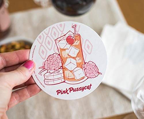 Montanha -russa de bebida retrô de cortiça - Pink Pussycat