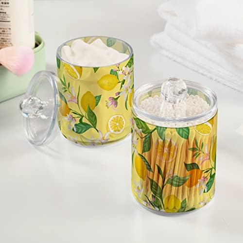 Frutas de limão folhas de cotonete de cotonete recipientes de banheiro frascos com tampas conjuntos de algodão barra
