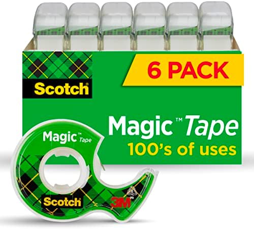 Fita Magic Scotch, 6 rolos com dispensadores, numerosas aplicações, invisíveis, projetadas para reparo, 3/4 x 650 polegadas