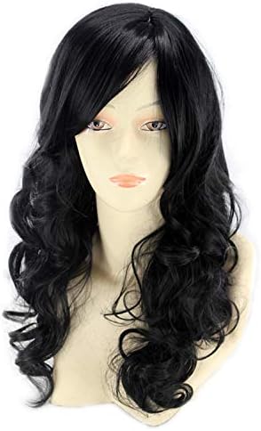 Andongnywell Mulheres meninas longas fibras resistentes ao calor de cabelo longa com peruca de figuradas de figuraria de Halloween