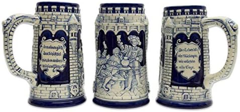 Castelo alemão colecionável gravado festivo beliche de cerveja azul de cobalto Stein