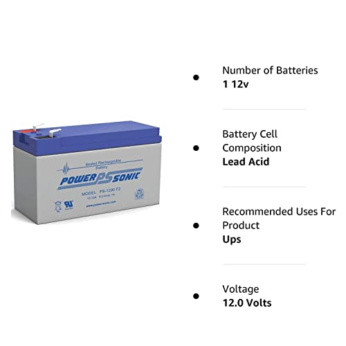 Power-Sonic PS-1290 12 volts de 9 amp Bateria de SLA recarregável