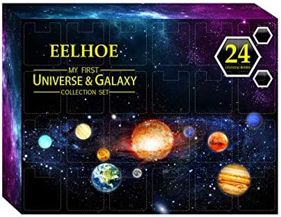 Gierzijia 24pcs universo kit de coleta de galáxia, calendário de advento de Natal 2021 Planeta espacial Caixa de presente