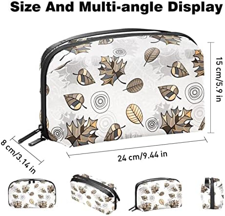 Bolsa de maquiagem Bolsa Zipper Organizador cosmético para mulheres e meninas ， Flor Floral Maple Leaf Leaf Folhas Padrão