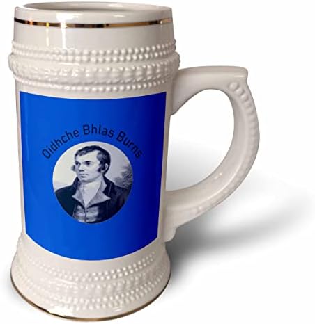 3drose Robbie Burns - Oidhche Bhlas queima texto gaélico em azul - 22oz de caneca