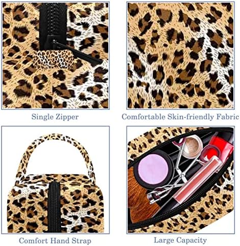 TBOUOBT BACOS COSMETOS Sacos de maquiagem para mulheres, bolsas de maquiagem pequenas bolsas de viagem, estampa de leopardo da moda