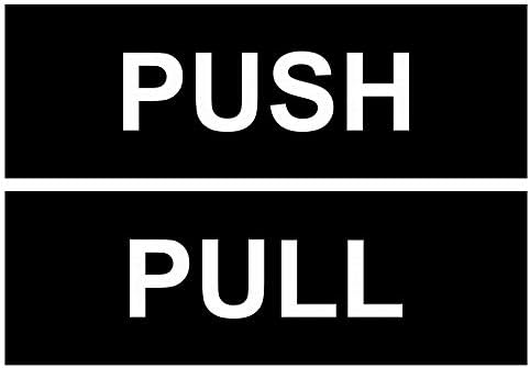 Push e puxar básicos sinais de porta horizontal com adesivo