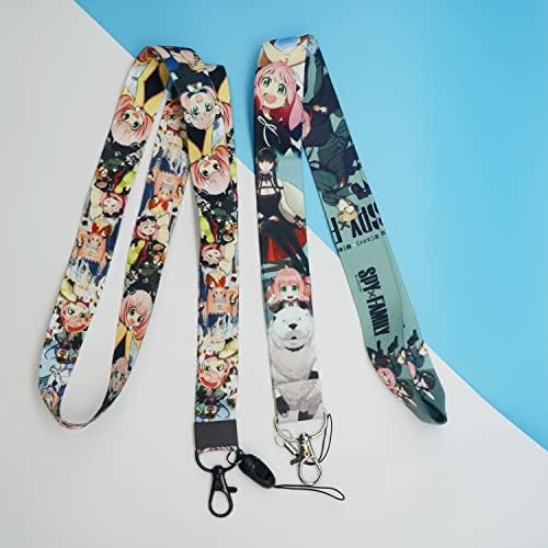 Titular de cartões de crachá de anime × Família com 2 colhedores e um chaveiro, bolsa de bolsa de cartões de crédito Kawaii ID com lanyard case de colégio bolsa de pescoço carteira durável Keychain para estudantes adolescentes adolescentes adolescentes