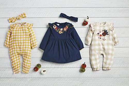 Torta de lama Baby-Girls Gingham Bodysuit e conjunto de cabeça para a cabeça