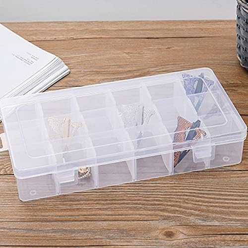 Caixa de grade plástica Cabilock 2pcs Clear 18- Caixa de organizador de plástico da grade Recipiente de caixa de unhas Falsa Dicas de artes