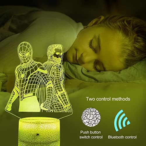 DRYLF Spiderman Night Light Kid's Room Led Decor Lamp com controle remoto/16 cores como presentes de aniversário ou presente