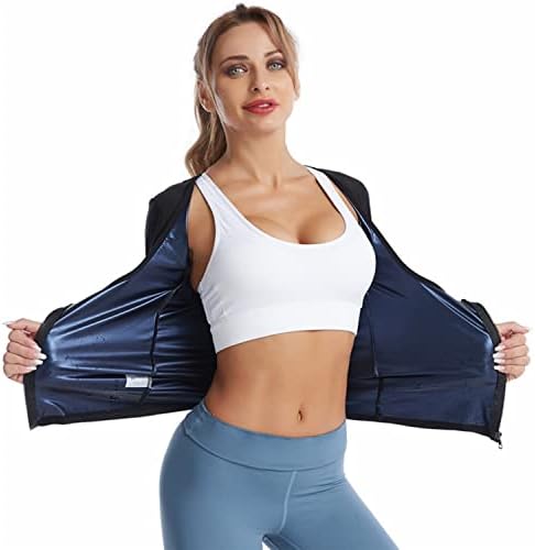 Sweat Vest Shaper Zipper Treino Top Saiuna Terno para mulheres Jaqueta de modelador do corpo de suor