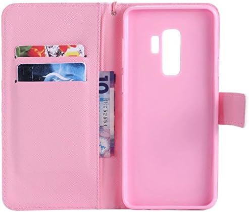 Para o caso Samsung Galaxy S9+, capa de carteira de estilo ougger girl premium de couro de couro magnético Stand Stand Stand Silicone TPU com slot de cartão de crédito