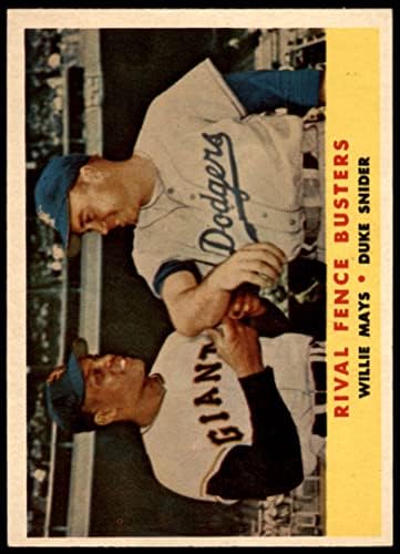 1958 Topps 436 Rival Busters Willie Mays/Duke Snider Los Angeles/São Francisco Dodgers/Giants Ex/Mt Dodgers/Giants