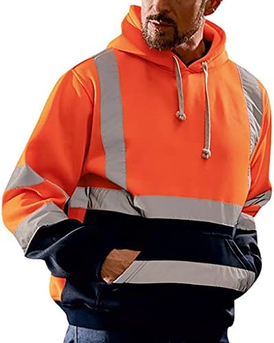 XXBR Men's Road Work Hoodies, moletom com capuz Workwear ao ar livre refletivo alta visibilidade Pullover de cordão