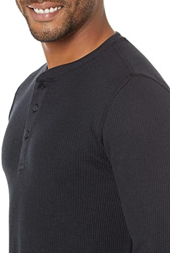 Essentials Men Slim-Fit Sleeve Waffle Henley camisa