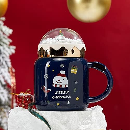 Treça de Natal Papai Noel Snow Globe Caneca Festiva Caneca Festiva com Globos de Neve de Inverno - Microondas de Cerâmica