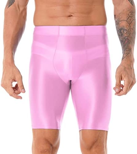 Shedmy Men Shiny Compression Shorts Sport Spandex Underwear Yoga Workout Shorts apertados Leggings