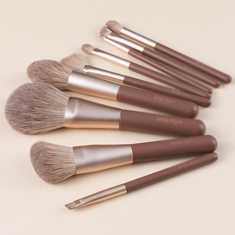 Escova de maquiagem pincéis de maquiagem em pó blush contorno ocular escova de mato de maquiagem de maquiagem cosmética 9pcs pincel