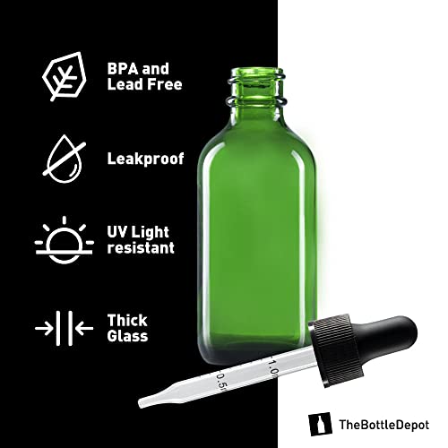O depósito de garrafa 5 colrs disponível em massa 72 pacote de 2 oz de garrafas de vidro verde com conta -gotas;