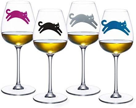 Wine Glass Charms Marcadores de vidro de vinho CAT CATMS Silicone Drink Copo Bottle Bottle Canecas Tag Tag Wine tem temas de bebidas e tags para festas, casamento, eventos de degustação, coquetéis, martinis, flautas de champanhe e muito mais