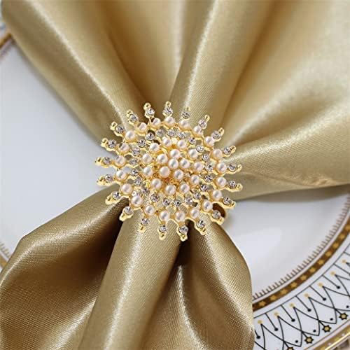 N/A Flower Pearl Ring Napkin Ring Metal Crystal Nabker para o casamento de Jantar de Festa de Festa de Natal