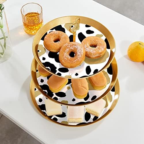 Suporte de bolo tfcocft, conjunto de exibição de mesa de sobremesa, placa de exibição de sobremesa de frutas, padrão de flores