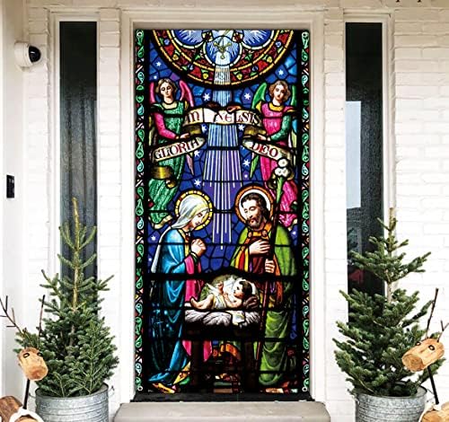 Holy Nativity Door de Natal Capa de Manjeirão Cenário Religioso Banner de Christmas Banner Cenário Grande Decoração de Natal