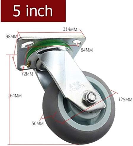 Rodas de rodízio de HJRD, 4pcs Pesados ​​Diretores/Castor, 4in/5in Giratórios/freios/direcionadores silenciosos, com placa superior,