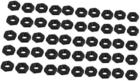 X-Dree M2 Freque feminino Nylon F fixador de porca preto 4mmx1,5mm 50pcs (M2 Rosca Hembra nylon tuerca hexagonal sujetador negro 4mmx1.5mm 50pcs