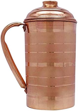 JUG de cobre puro jarro de água 2 L & 6 copos Tumbler de 400 ml de armazenamento
