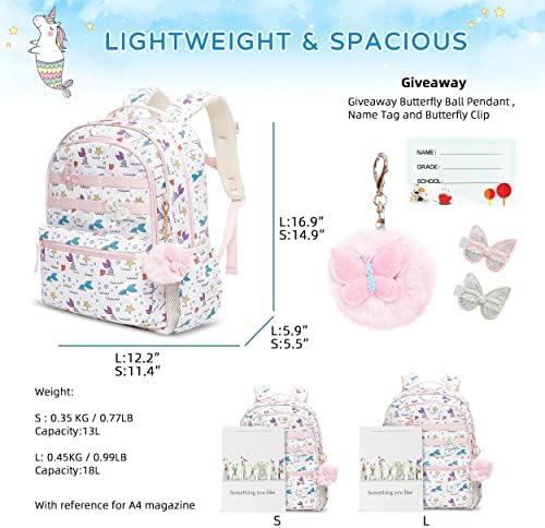 Kidnuo Kids Backpack para meninos da escola meninas meninas leves do jardim de infância do jardim de infância do jardim de infância