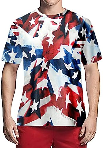 Camisas de treino de verão bmisEgm para homens masculino bandeira americana camiseta patriótica Americana Men de manga curta grandes e altas camisetas