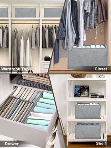 Organizador de roupas para gavetas de guarda -roupa lavável - compartimentos de armazenamento de jeans de 2 pacote, divisor de gavetas dobráveis, caixas de separadores dobráveis, para armário, camiseta, saias, lenço - tecido catiônico
