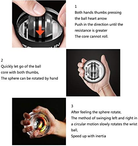Bola de pulso com partida auto-iniciante, fortalecedor da mão, com luz de LED, lazer e exercício de entretenimento Treino de alívio do estresse, treinamento de aderência