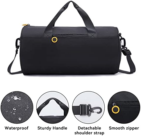 Saco de ginástica pequena para homens 10l Sacala esportiva dobrável à prova d'água para viagens mini bolsa esportiva de transporte com bolso interno Pocket Lightweight Weekend Candy Color Carry On Bag ， Black